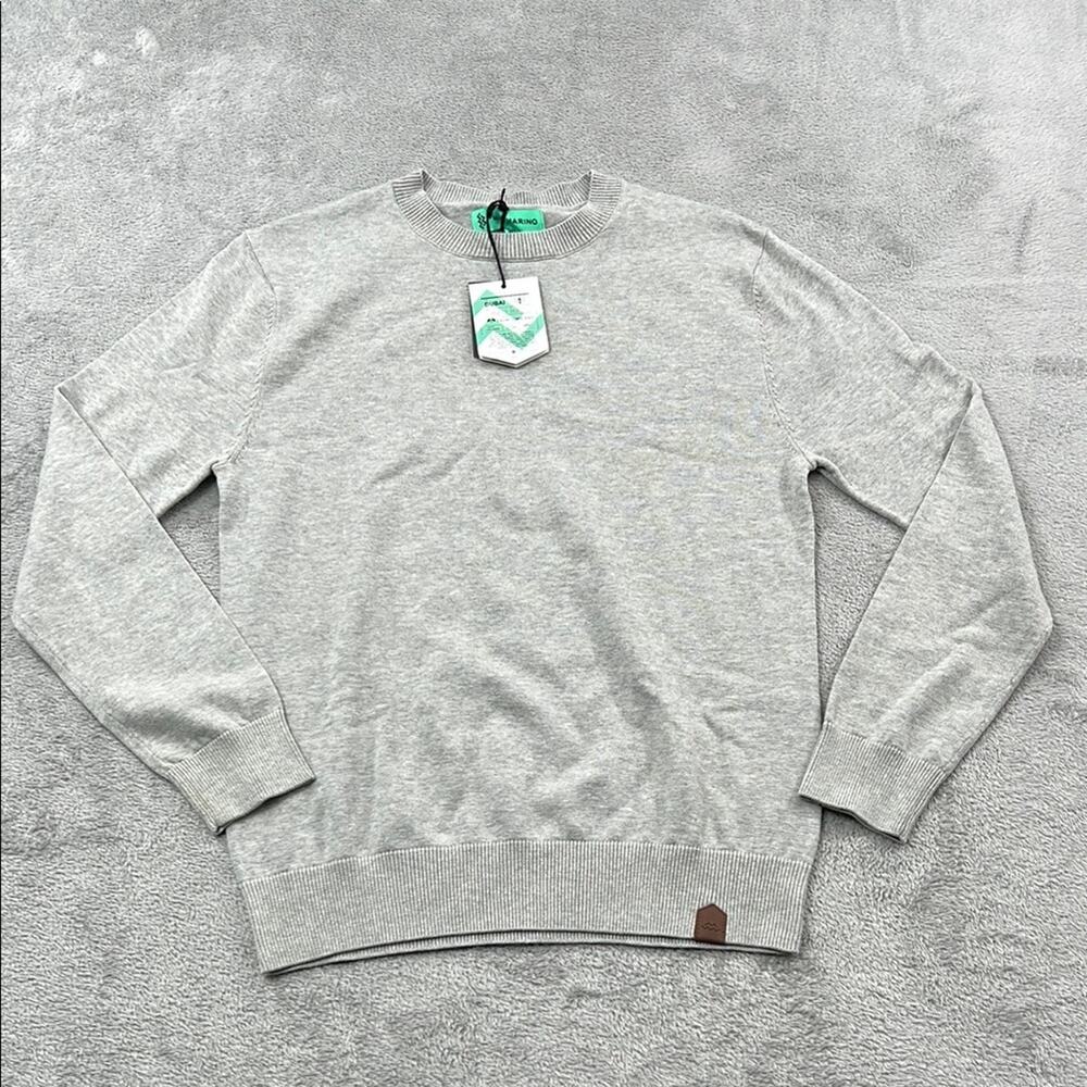 NEW Mio Marino S 100% Cotton Soft Comfy Longsleeve Men's Gray Crew‎ Sweater